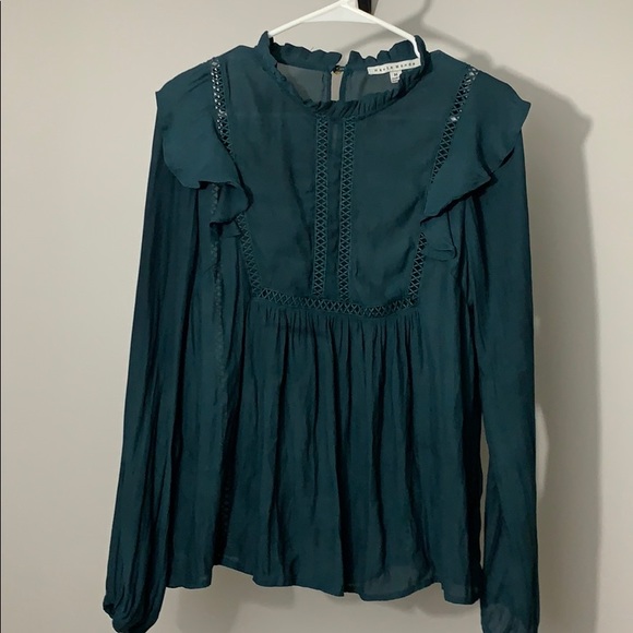 🤑HAUTE MONDE turquoise long sleeved blouse - Picture 3 of 8